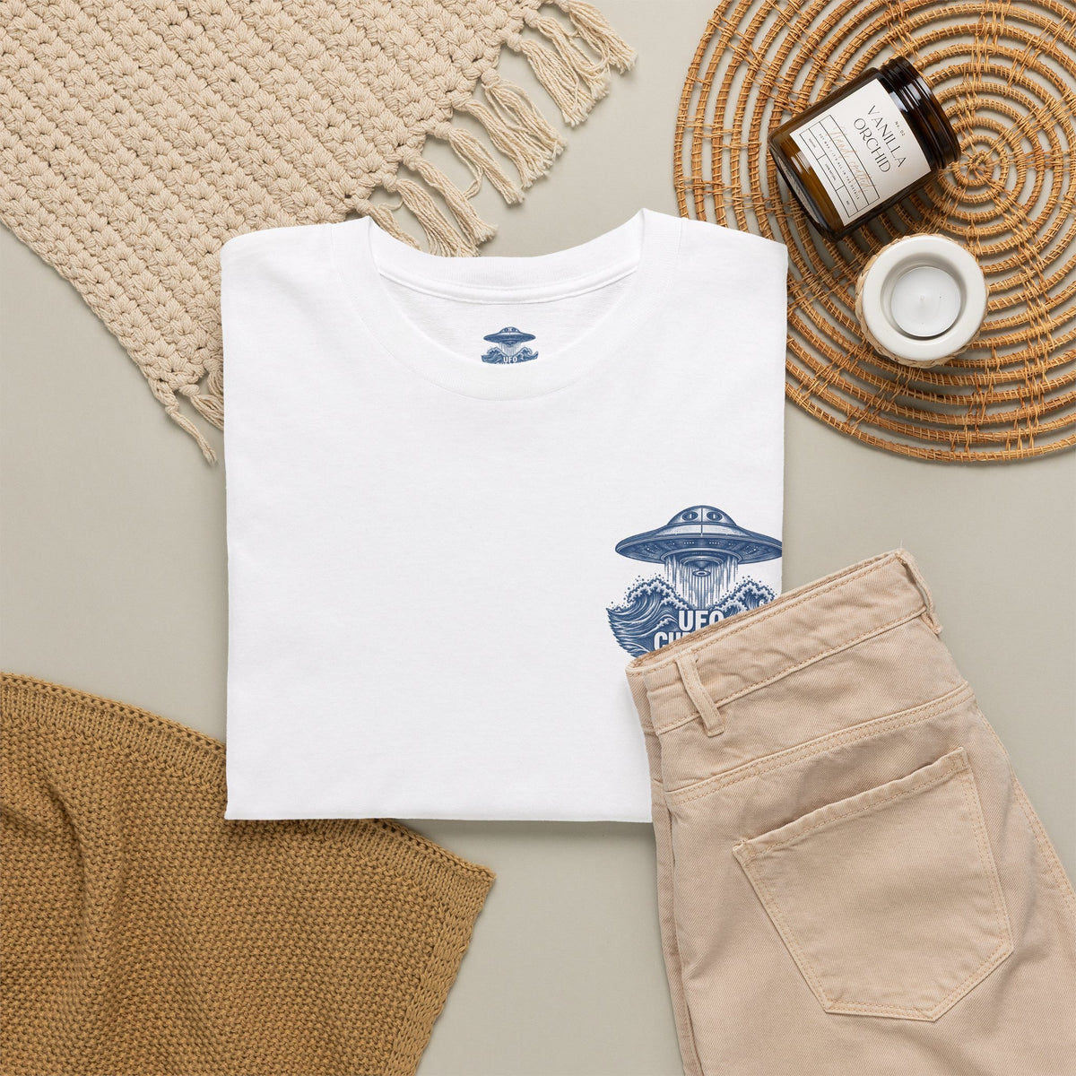 UFO Current Logo T-Shirt – Subtle Left Chest UAP Emblem | Unisex Heavy Cotton Tee