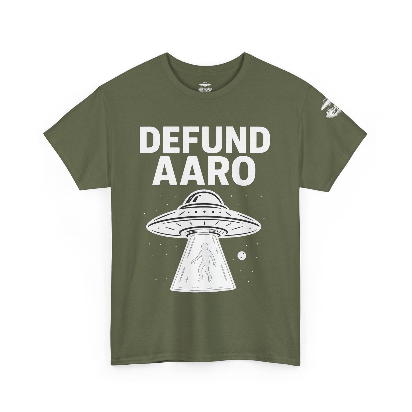 Defund AARO UFO T-Shirt – Bold Statement on UAP Disclosure and Government Secrecy | Unisex Heavy Cotton Tee
