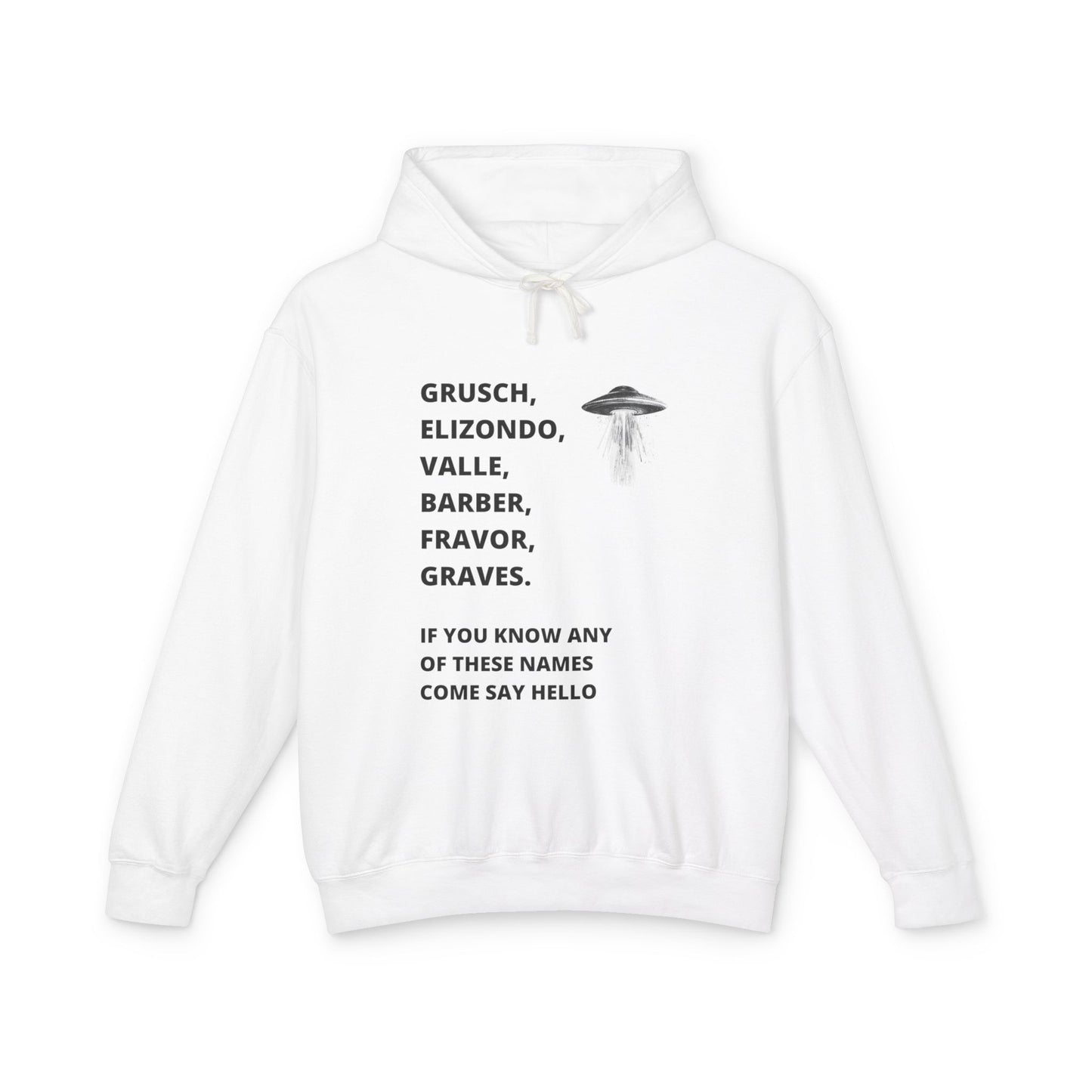 UFO Disclosure Insider Names Hoodie – Grusch, Elizondo, Barber & More