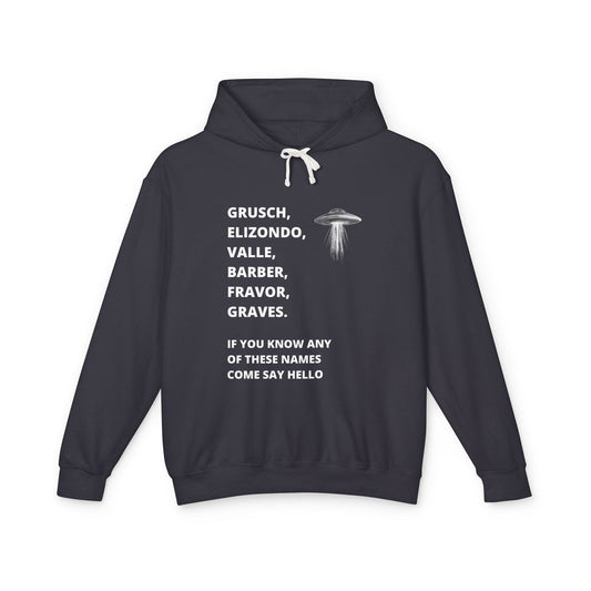 UFO Disclosure Insider Names Hoodie – Grusch, Elizondo, Barber & More